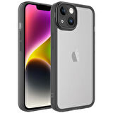 iPhone 14 Plus Uyumlu Kamera Korumalı Transparan Zore Post Kapak-Siyah