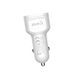Beyaz CC-01 Hızlı Şarj Özellikli LED Işıklı Dual USB Araç Şarj Başlığı 18W Zore-CBP