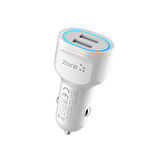 Beyaz CC-01 Hızlı Şarj Özellikli LED Işıklı Dual USB Araç Şarj Başlığı 18W Zore-CBP