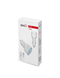 Beyaz CC-02 Hızlı Şarj Özellikli LED Işıklı QC 3.0 USB-A ve Type-C PD Araç Şarj Başlığı PD 20W Zore-CBP