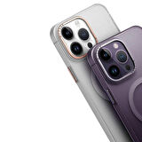 iPhone 14 Pro Max DERİN MOR  İnce Buzlu Mat Kablosuz Şarj Destekli Tuval Kılıf