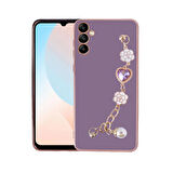 Galaxy A54 Uyumlu El Tutamaçlı Kamera Korumalı Zore Taka Silikon Kapak-Mor