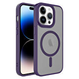 iPhone 13 Pro Uyumlu Mat Arka Yüzey Wireless Şarj Özellikli Zore Flet Magsafe Kılıf-Derin Mor