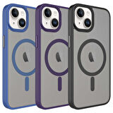 iPhone 13 Uyumlu Mat Arka Yüzey Wireless Şarj Özellikli Zore Flet Magsafe Kılıf-Derin Mor