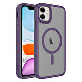 iPhone 11 Uyumlu Mat Arka Yüzey Wireless Şarj Özellikli Zore Flet Magsafe Kılıf-Derin Mor