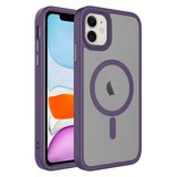 iPhone 11 Uyumlu Mat Arka Yüzey Wireless Şarj Özellikli NRTK Flet Magsafe Kılıf-Derin Mor
