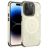 iPhone 14 Pro Max Uyumlu NRTK Wireless Şarj Özellikli Desenli Hot Kılıf-Gold