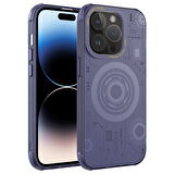 iPhone 14 Pro Uyumlu Zore Wireless Şarj Özellikli Desenli Hot Kılıf-Derin Mor