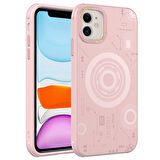 iPhone 11 Uyumlu Zore Wireless Şarj Özellikli Desenli Hot Kapak-Rose Gold