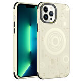iPhone 13 Pro Max Uyumlu Zore Wireless Şarj Özellikli Desenli Hot Kılıf-Gold