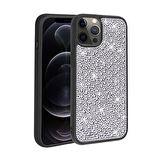iPhone 13 Pro Uyumlu Parlak Taşlı Tasarım Zore Ston Kılıf-Siyah