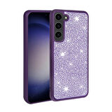 Galaxy S23 Uyumlu Parlak Taşlı Tasarım Zore Ston Kapak-Derin Mor