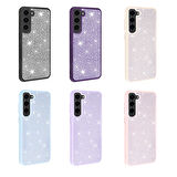 Galaxy S23 Uyumlu Parlak Taşlı Tasarım Zore Ston Kapak-Beyaz