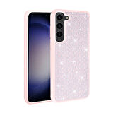 Galaxy S23 Plus Uyumlu Parlak Taşlı Tasarım Zore Ston Kılıf-Pembe