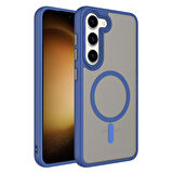 Galaxy S23 Plus Uyumlu Mat Arka Yüzey Wireless Şarj Özellikli Zore Flet Magsafe Kılıf-Mavi