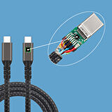 Siyah 2.Jenerasyon Type-C to Type-C USB3.2 PD Data Kablosu 100W 20Gbps 4K@60Hz 3 Metre-Zore