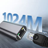 Siyah QG04 Type-C to RJ45 Ethernet Dönüştürücü Kablo 1024Mbps 22cm-Zore