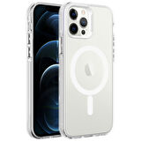 iPhone 12 Pro Uyumlu Zore Magsafe Şarj Özellikli Buzlu Transparan C-Pro Sert Kılıf-Renksiz