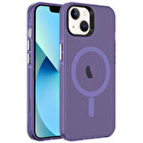 iPhone 14 Uyumlu Zore Magsafe Şarj Özellikli Buzlu Transparan C-Pro Sert Kılıf-Derin Mor