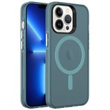 iPhone 13 Pro Uyumlu NRTK Magsafe Şarj Özellikli Buzlu Transparan C-Pro Sert Kılıf-Yeşil