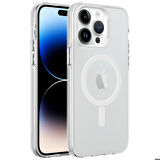 iPhone 14 Pro Max Uyumlu Zore Magsafe Şarj Özellikli Buzlu Transparan C-Pro Sert Kapak-Renksiz