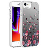 Apple iPhone 7 Kılıf Desenli Zore Silver Sert Kapak-Çiçek