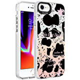 iPhone SE 2022 Uyumlu Mermer Desenli Zore Marbello Kılıf-Siyah-Beyaz