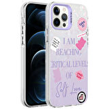 iPhone 12 Pro Uyumlu Mermer Desenli Zore Marbello Kılıf-Mor