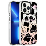 iPhone 13 Pro Uyumlu Mermer Desenli Zore Marbello Kılıf-Siyah-Beyaz