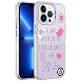 iPhone 13 Pro Max Uyumlu Mermer Desenli Zore Marbello Kılıf-Mor