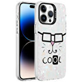 iPhone 14 Pro Max Uyumlu Mermer Desenli Zore Marbello Kapak-Beyaz