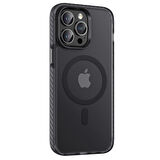 iPhone 14 Pro Max Uyumlu Mat Arka Yüzey Wireless Şarj Özellikli Zore Locik Kapak-Siyah