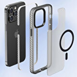 iPhone 14 Pro Max Uyumlu Mat Arka Yüzey Wireless Şarj Özellikli Zore Locik Kapak-Siyah