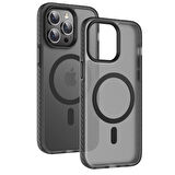 iPhone 14 Pro Max Uyumlu Mat Arka Yüzey Wireless Şarj Özellikli Zore Locik Kılıf-Derin Mor