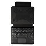 Uyumlu ​İNC Border Keyboard 10-11" inç Universal Bluetooh Bağlantılı Standlı Klavyeli Tablet Kılıfı-Siyah