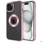 iPhone 15 Uyumlu Kamera Korumalı Logo Gösteren Zore Omega Kapak-Rose Gold