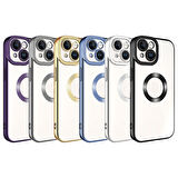 iPhone 15 Uyumlu Kamera Korumalı Logo Gösteren Zore Omega Kılıf-Koyu Gri