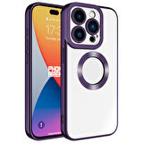 iPhone 15 Pro Uyumlu Kamera Korumalı Logo Gösteren Zore Omega Kapak-Derin Mor