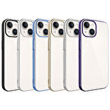 iPhone 15 Uyumlu Sert PC Renkli Çerçeveli Zore Riksos Kılıf-Gümüş