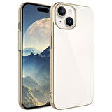 Apple iPhone 15 Kılıf Sert PC Renkli Çerçeveli Zore Riksos Kapak-Gold