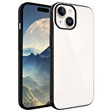iPhone 15 Plus Uyumlu Sert PC Renkli Çerçeveli Zore Riksos Kılıf-Siyah