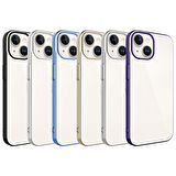 iPhone 15 Plus Uyumlu Sert PC Renkli Çerçeveli Zore Riksos Kapak-Koyu Gri