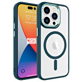 iPhone 15 Pro Kılıf Wireless Şarj Özellikli Krom Magsafe Silikon Kapak Kılıf