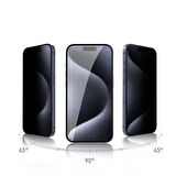 iPhone 15 Pro Uyumlu Zore Rika Premium Privacy Temperli Cam Ekran Koruyucu