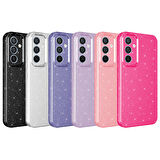 Galaxy A14 Uyumlu Kamera Korumalı Simli Lüks Zore Koton Kapak-Mor