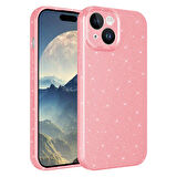 iPhone 15 Kılıf Kamera Korumalı Simli Lüks Koton Kapak