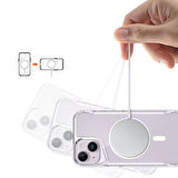 iPhone 15 Plus Uyumlu Zore Magsafe Şarj Özellikli T-Max Magsafe Kılıf-Renksiz