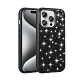 iPhone 15 Pro Uyumlu Parlak Taşlı Tasarım Zore Linea Kılıf-Siyah