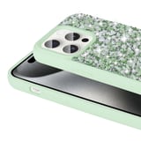 iPhone 15 Pro Uyumlu Parlak Taşlı Tasarım Zore Linea Kapak-Beyaz