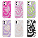 iPhone 11 Uyumlu Sıvılı Simli Kelebekli Tasarım Zore Vodena Kılıf-Yeşil